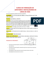 Curso de Formação de Inspetores e Instaladores de Linha de Vida