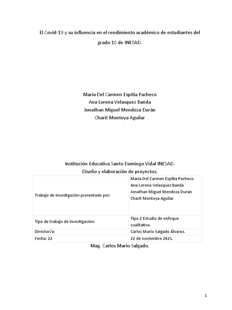 Impacto del Covid-19 en el rendimiento académico | PDF | Método de ...