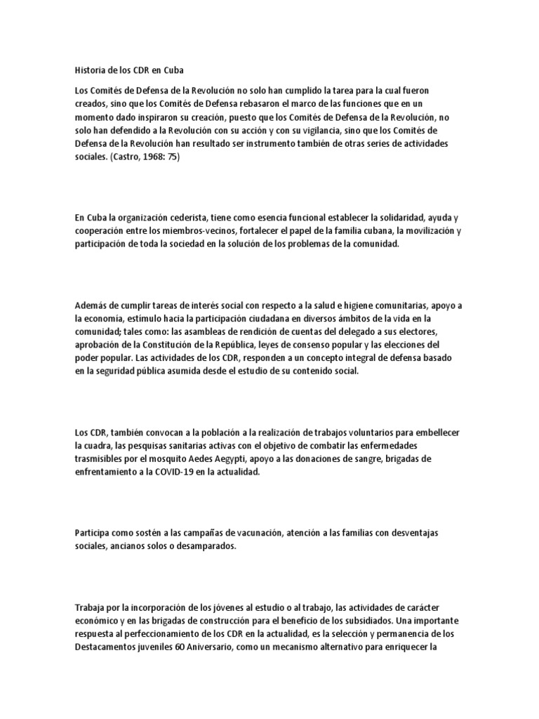 Historia de Los CDR en Cuba | PDF | Cuba | Gobierno