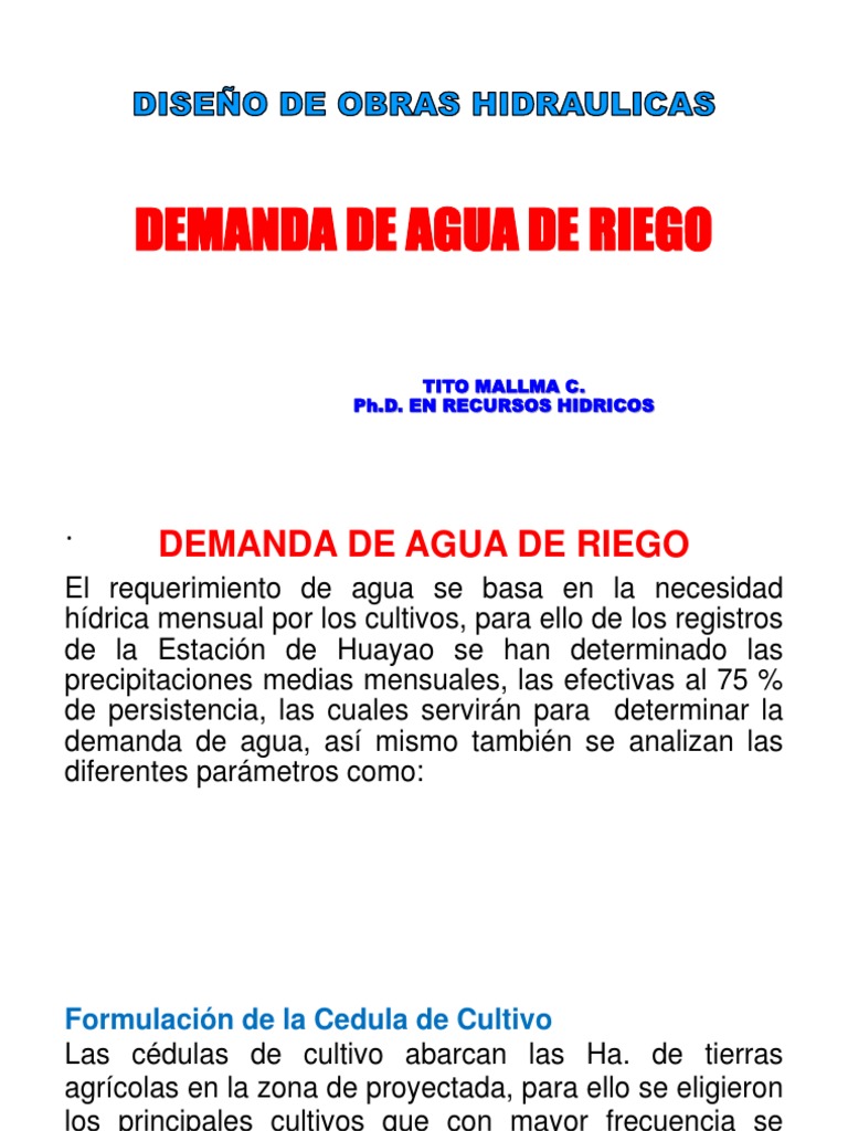 Demanda de Agua de Riego | PDF | Evapotranspiración | Naturaleza