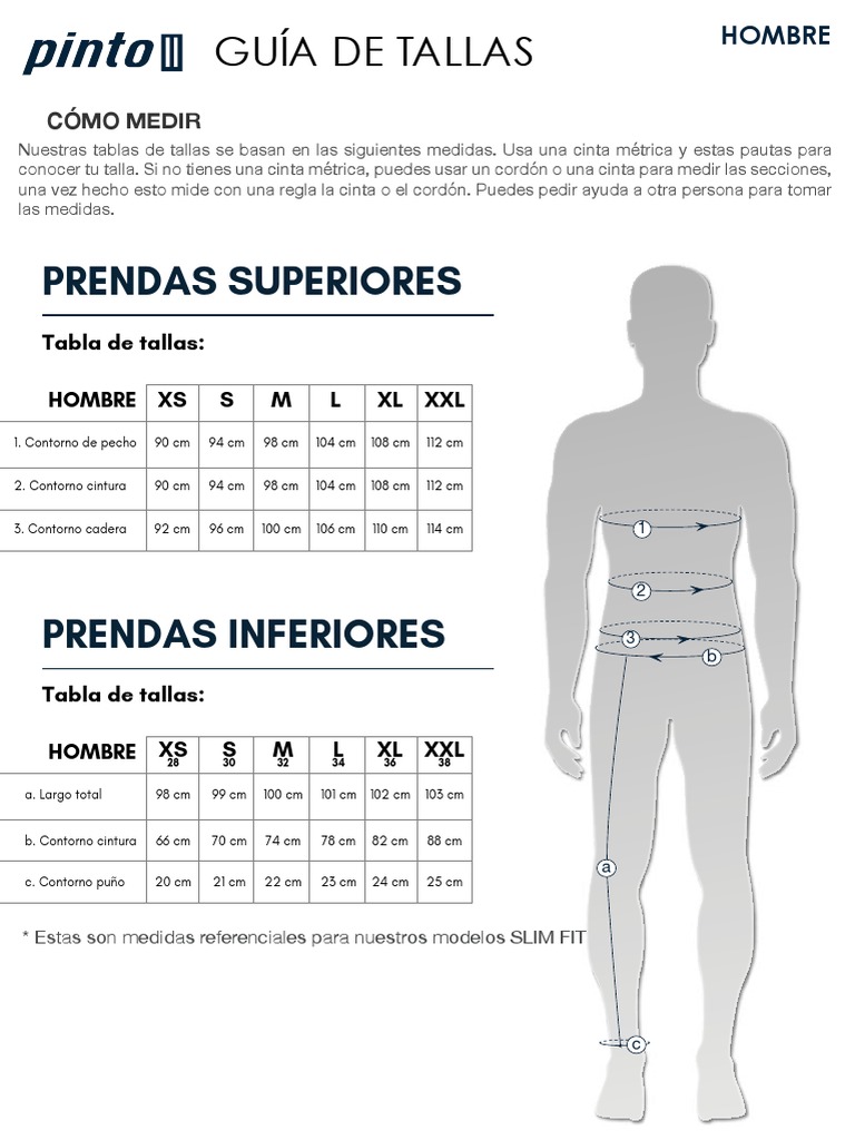 Tabla de Tallas para Hombres y Mujeres | PDF