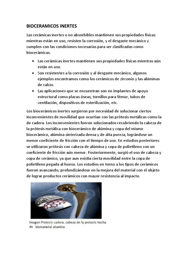 Bioceramicos Inertes | PDF | Hueso | Lentes
