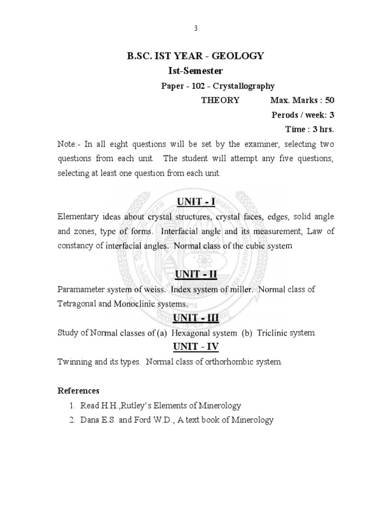 B.Sc. Ist Year - Geology Ist-Semester | PDF | Social Science ...