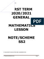 SS2 Mathematics Lesson Note Covers Key Concepts