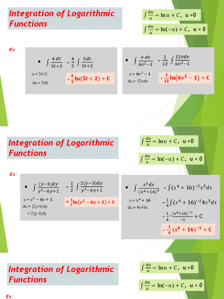 Lesson - Integration of Logarithmic Functions | PDF | Numbers ...