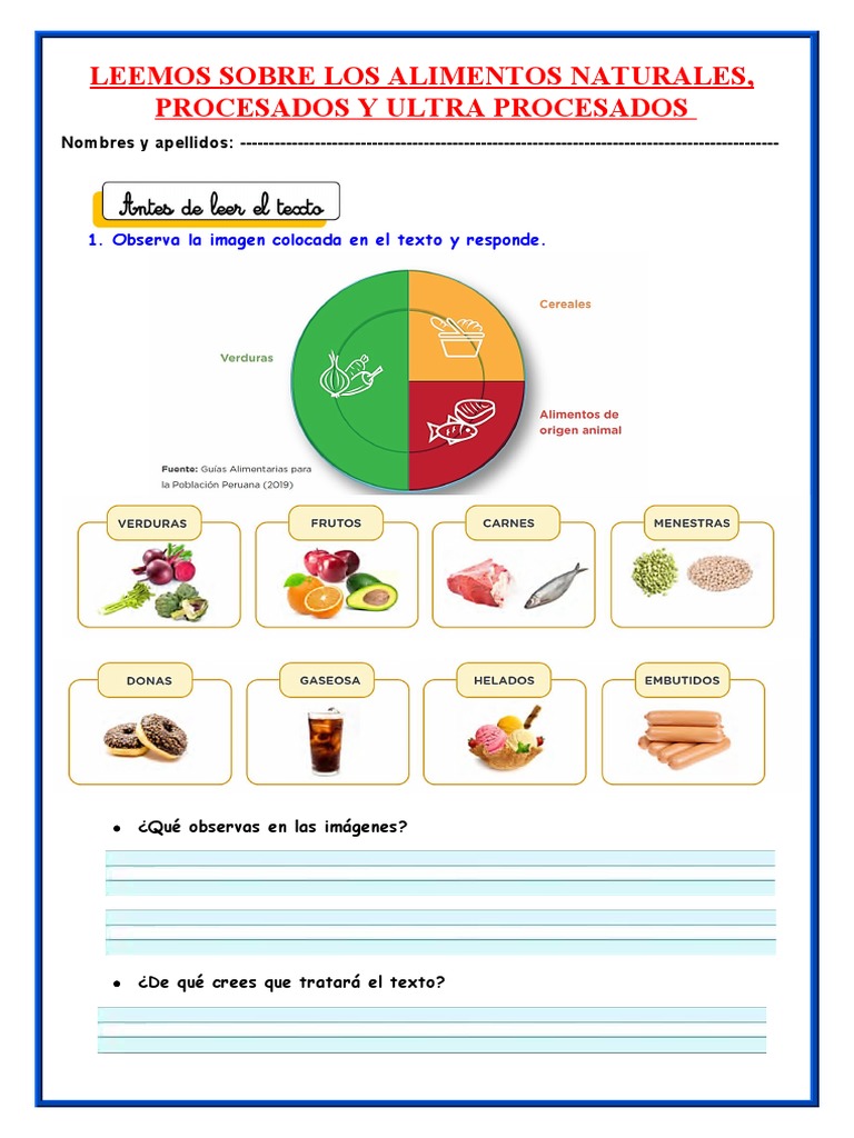 Ficha Alimentos Nat, Procesados y Ultrapr | PDF | Alimentos | Nutrición