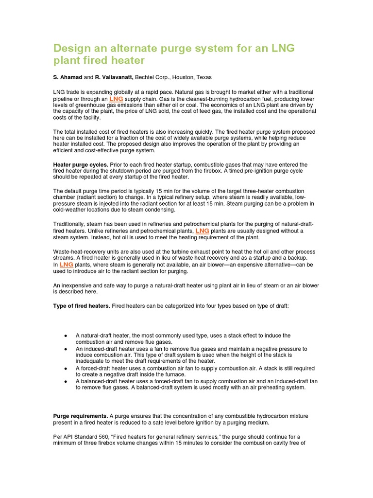 LNG Fired Heater Purge System Design | PDF | Boiler | Chimney