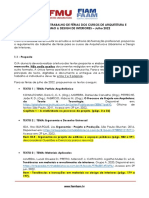 Edital Trabalho de Férias - Inverno 2022 - Arquitetura e Urbanismo & Design de Interiores