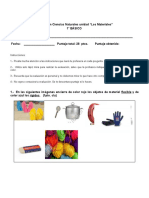 Evaluación Materiales 1° Básico