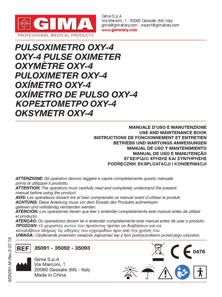 Pulsioximetro de Dedo con Pletismografía Oxy