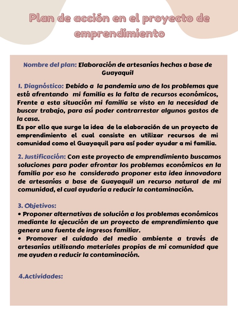 Plan de Acción en El Proyecto de Emprendimiento | PDF | Iniciativa ...