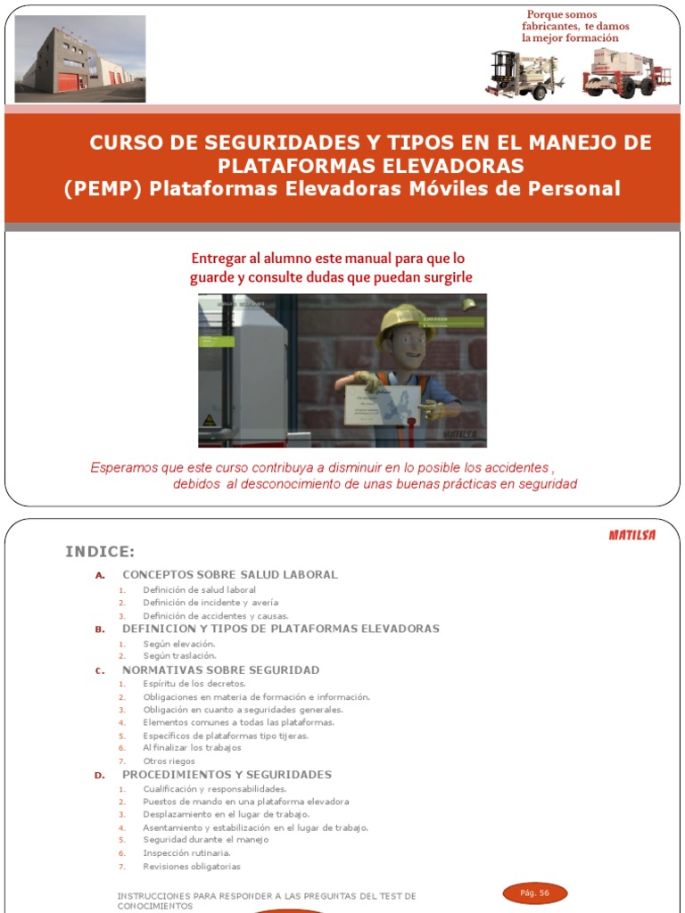 Curso Plataformas Elevadoras | PDF | Seguridad y salud ocupacional ...