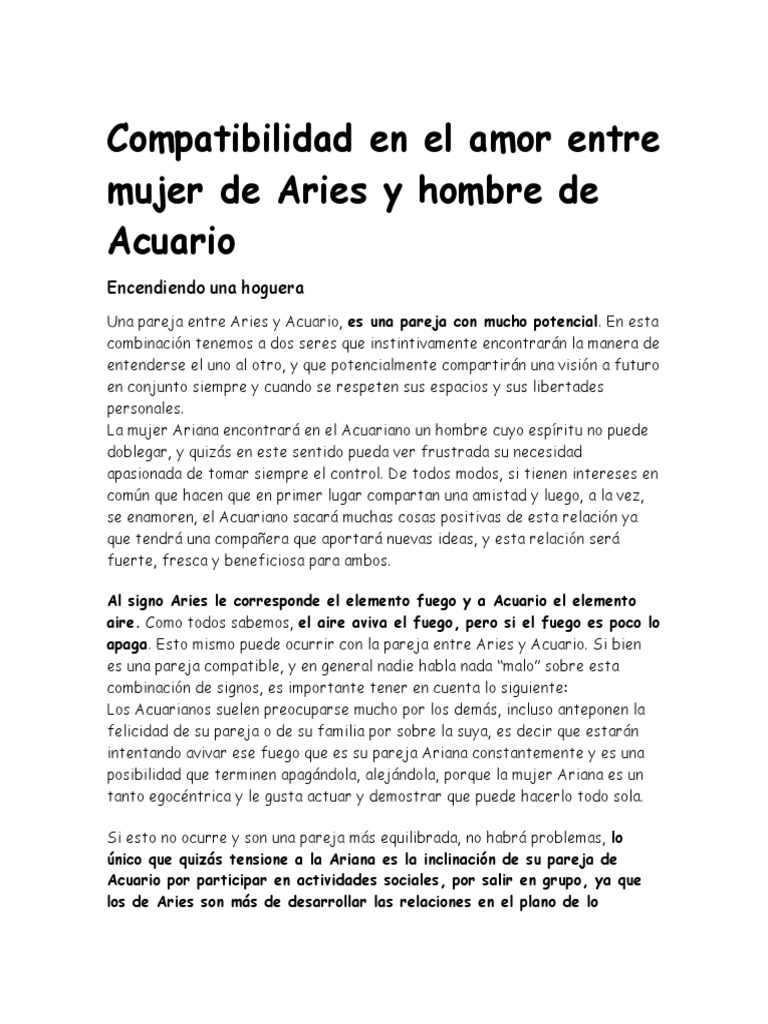 Compatibilidad en El Amor Entre Mujer de Aries y Hombre de Acuario ...