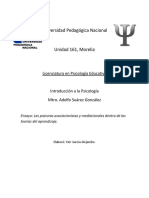 Las Posturas Asociacionistas y Mediacionales Dentro de Las Teorías Del Aprendizaje.