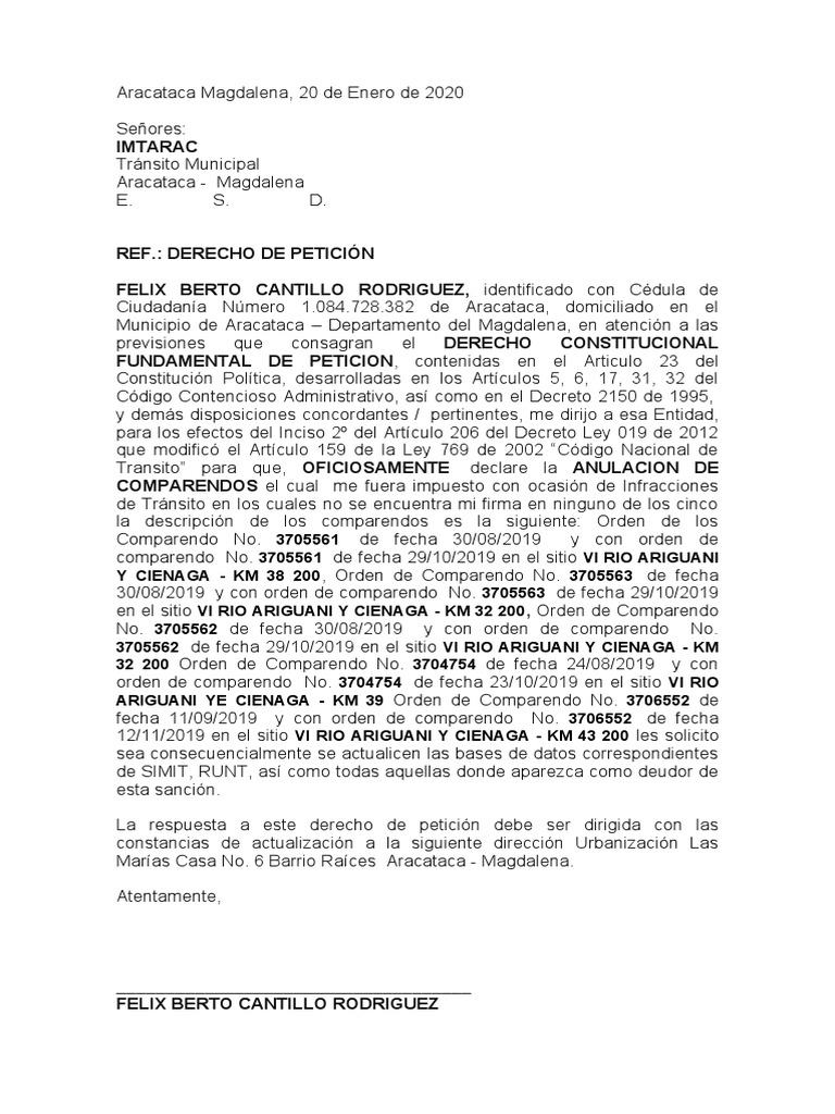 Solicitudes de ciudadanos para declarar la anulaci n descargo o