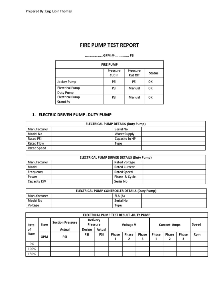 Fire Pump Performance Test Report | PDF | Pump | Diesel Engine