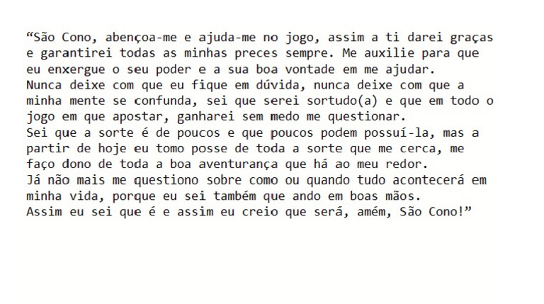 Oração de São Cono para Ganha Na Loteria | PDF