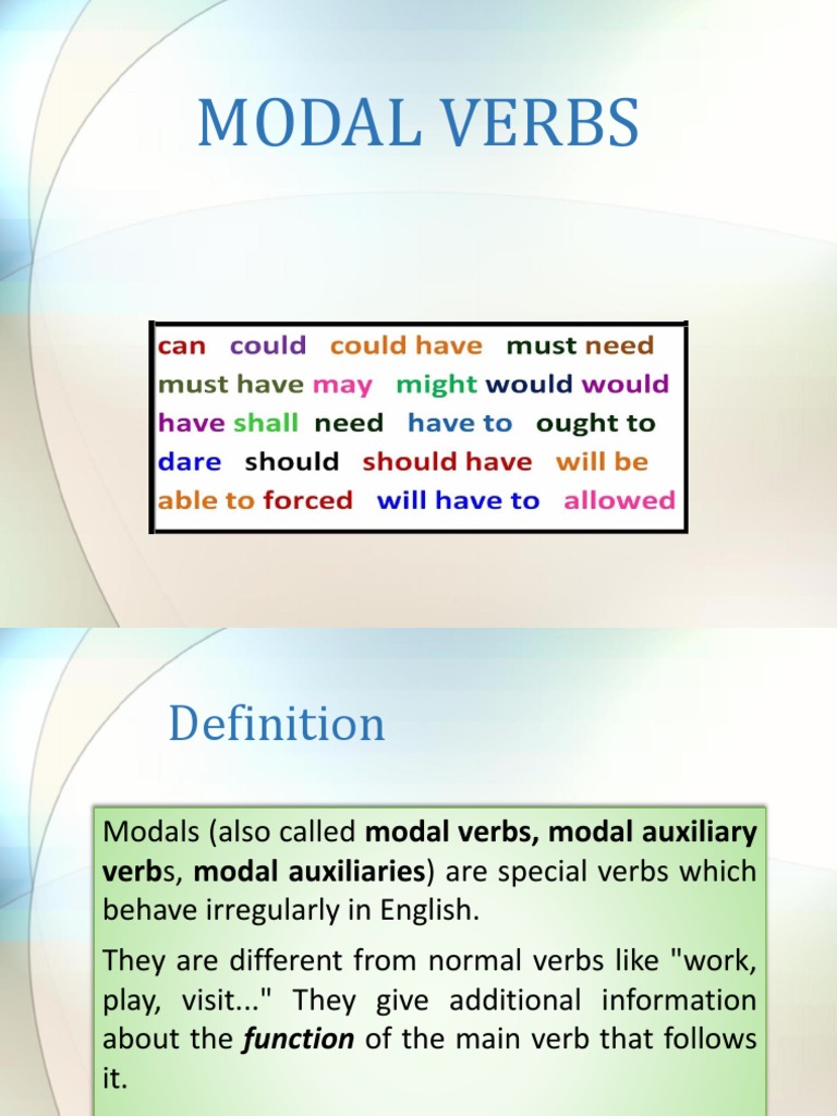 Modal Verbs 2 PDF Verb Semantic Units
