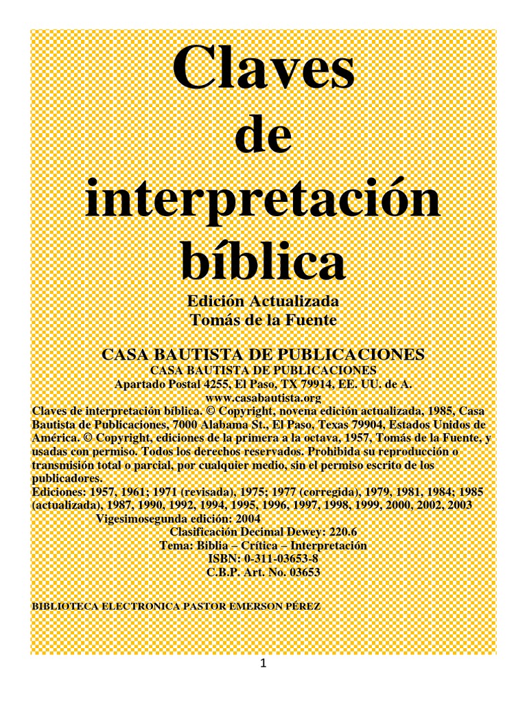 Claves de Interpretacion Biblica PDF Biblia Método científico