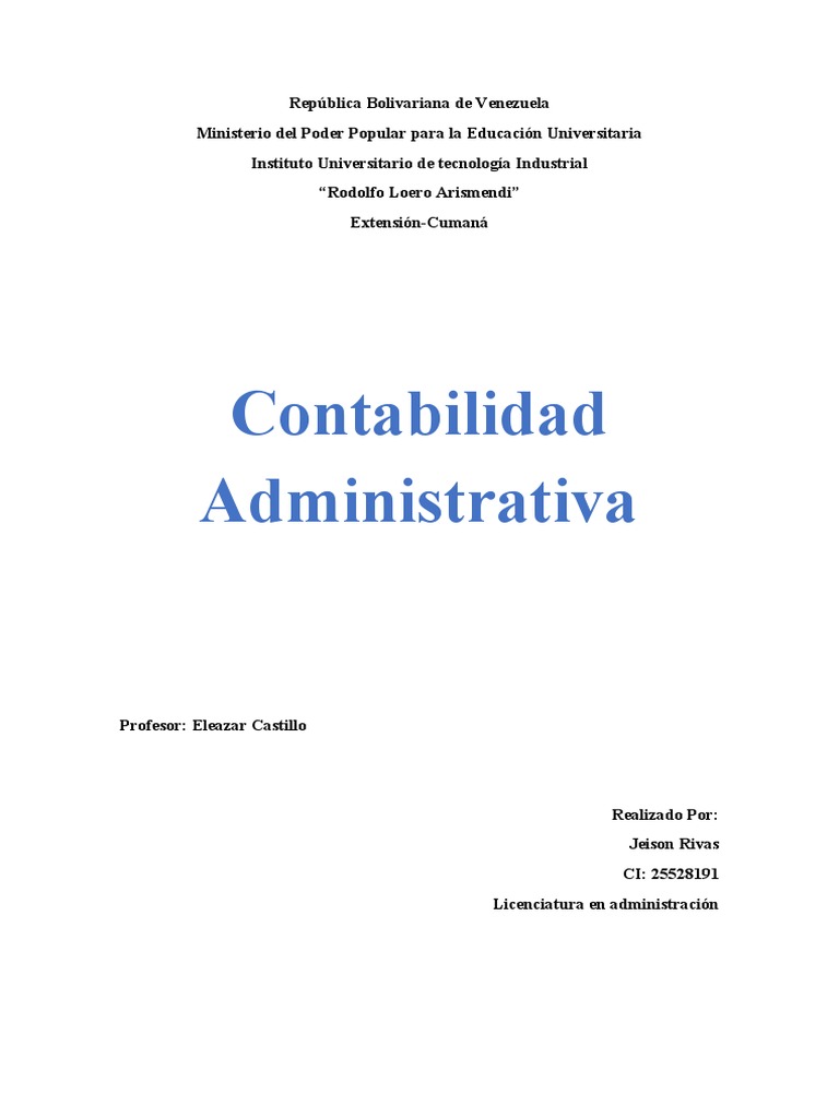 Contabilidad Administrativa Pdf Contabilidad Planificación