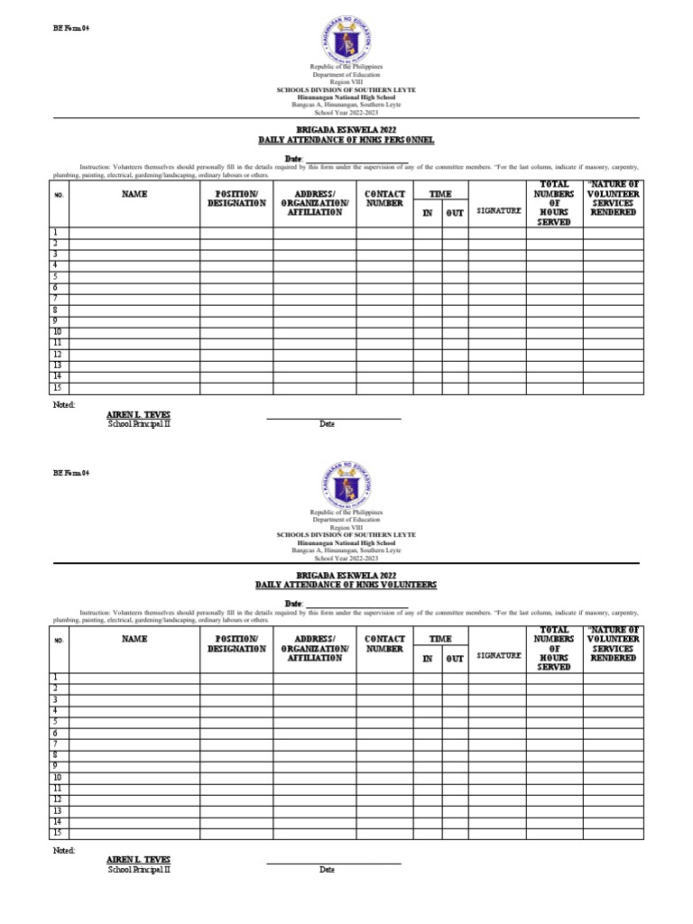 Attendance BE - Form 04 | PDF