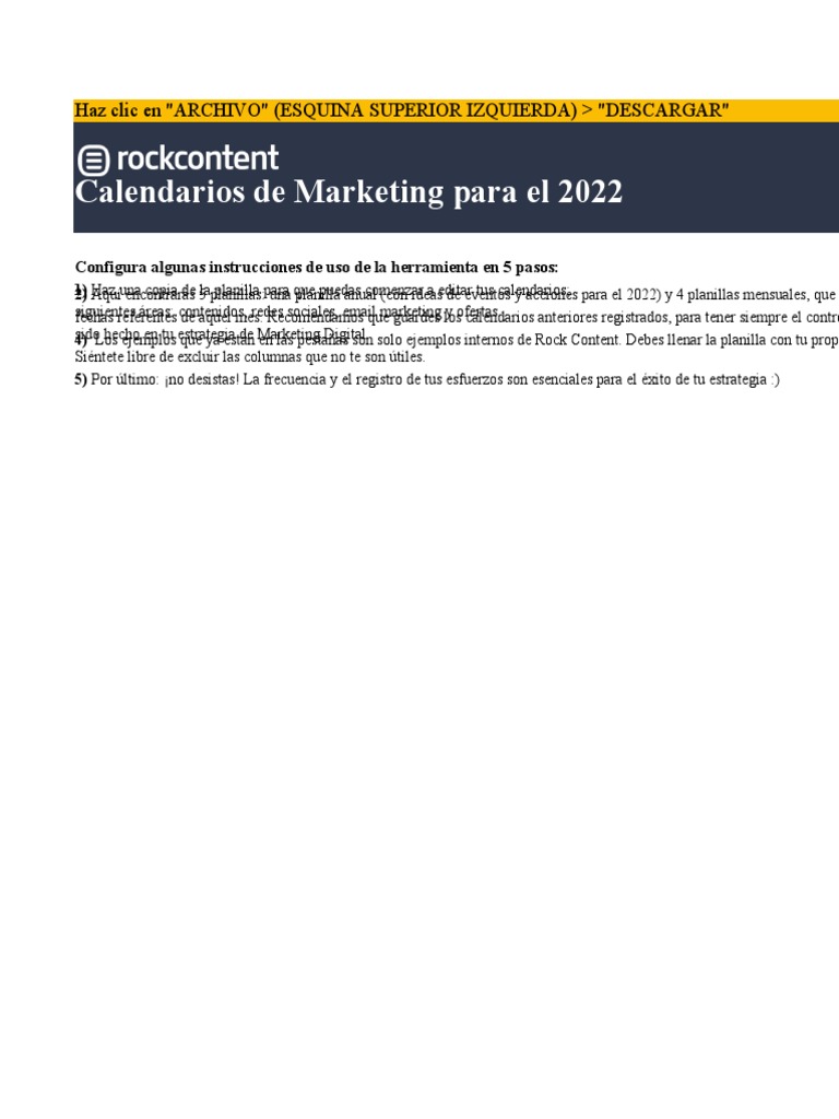 Calendarios de Marketing 2022 | PDF