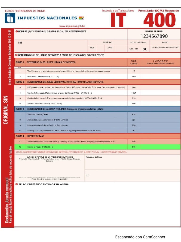 Formulario 200 y 400 pdf