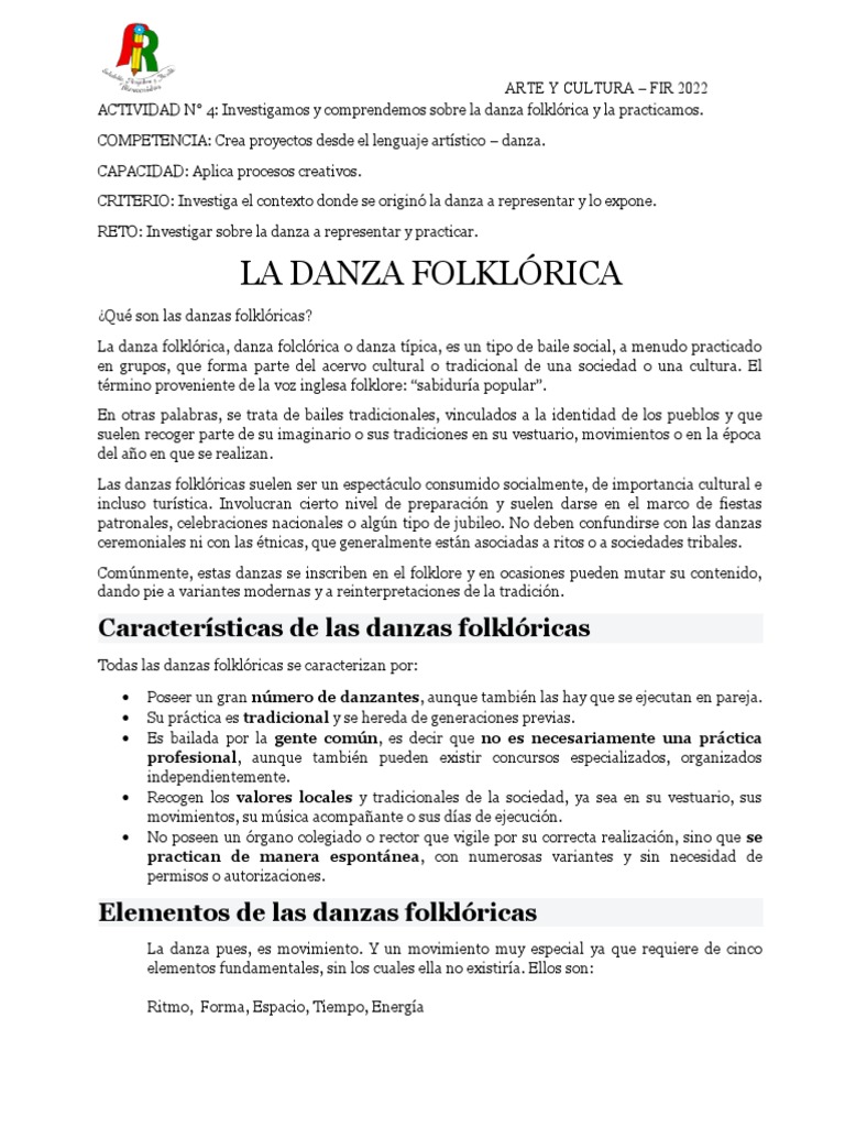 Introducción a la Danza Folklórica | PDF | Bailes | Folklore