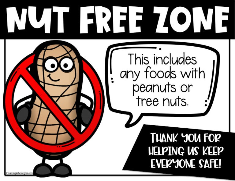 nut allergy classroom poster free PDF
