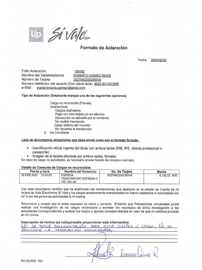 Tengo Un Cargo No Reconocidos En Mi Tarjeta De Credito