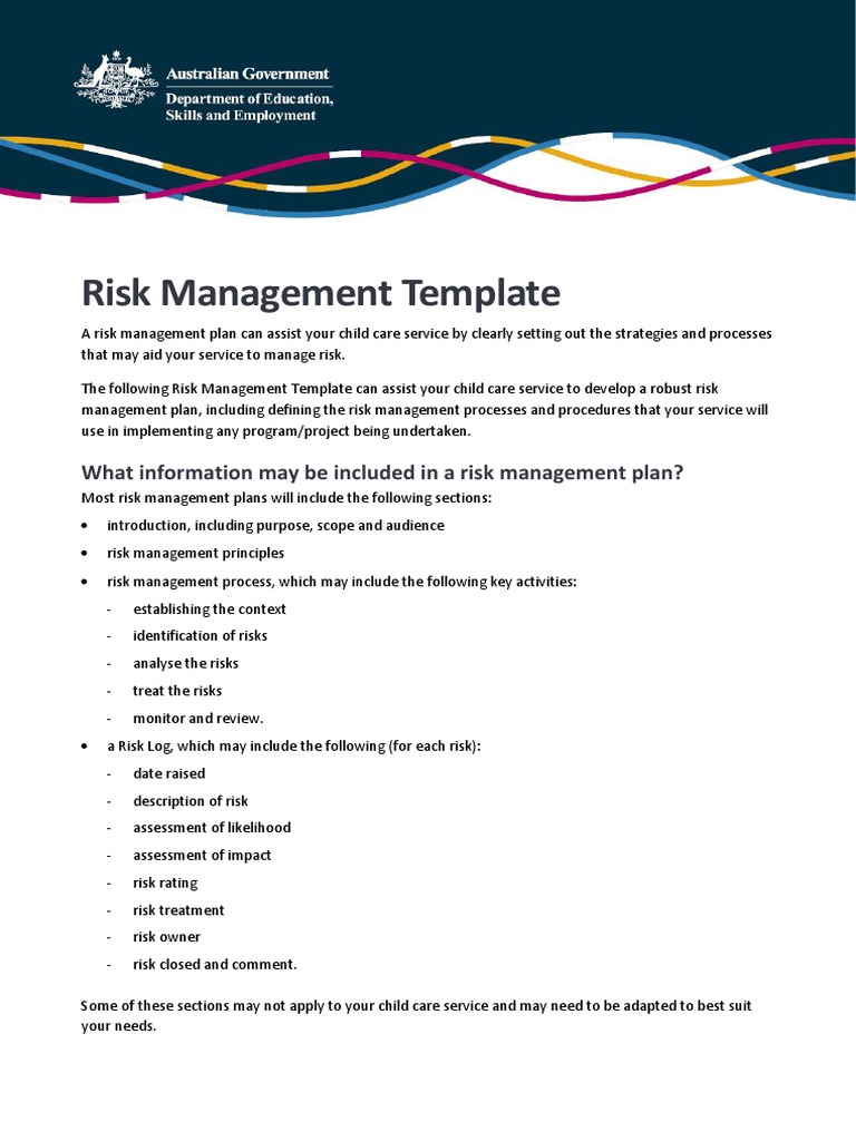 Risk Management Template PDF Risk Risk Management