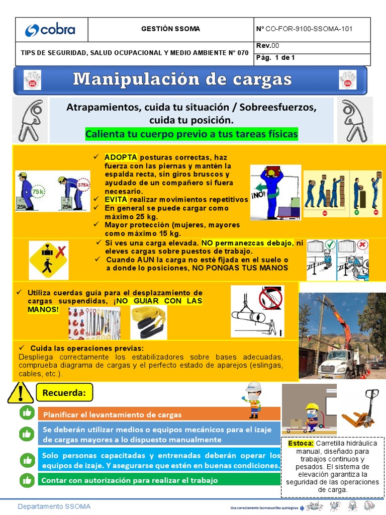 TIPS SSOMA 070 Manipulación de Cargas PDF