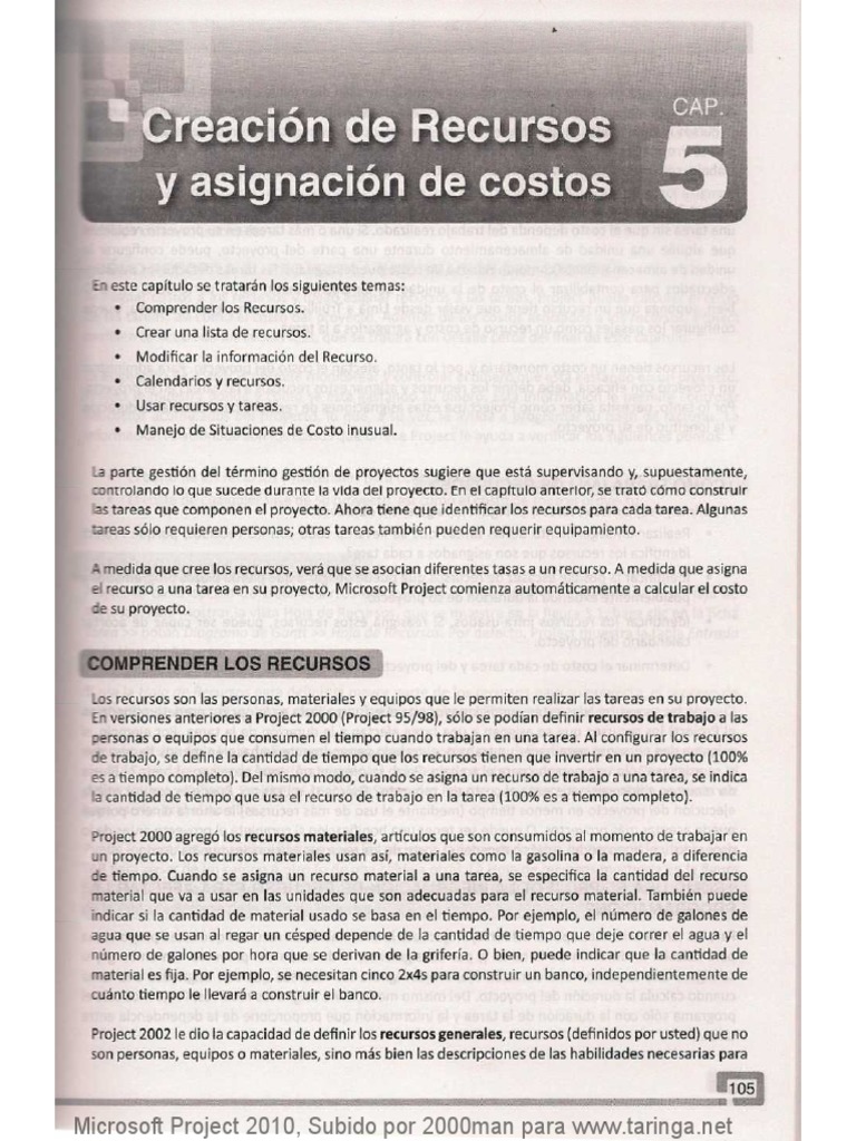 Cap 5 y 6. MICROSOFT PROJECT 2010 | PDF