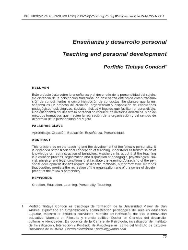 Enseñanza y Desarrollo Personal | PDF | Aprendizaje | Método de enseñanza