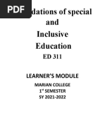 Ed 311 Foundations of Special and Inclusive Education