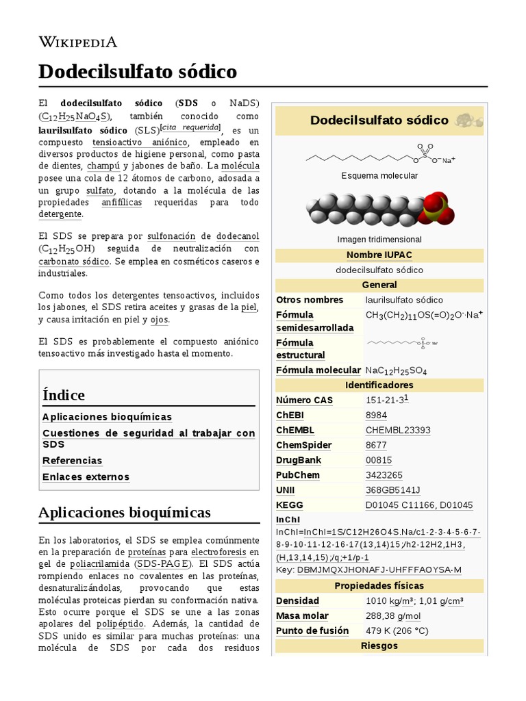 Dodecilsulfato_sódico | PDF | Dodecil sulfato de sodio | Productos de ...