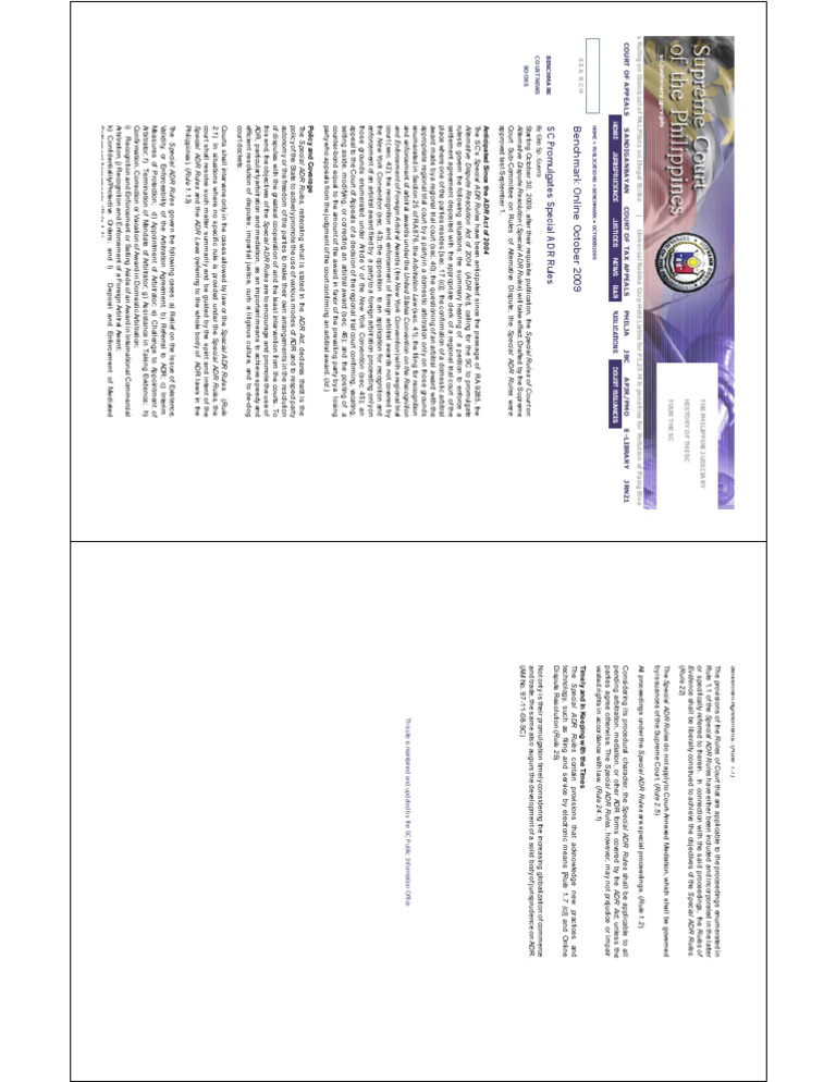 Special ADR Rules Effective October 2009 | PDF | Alternative Dispute ...
