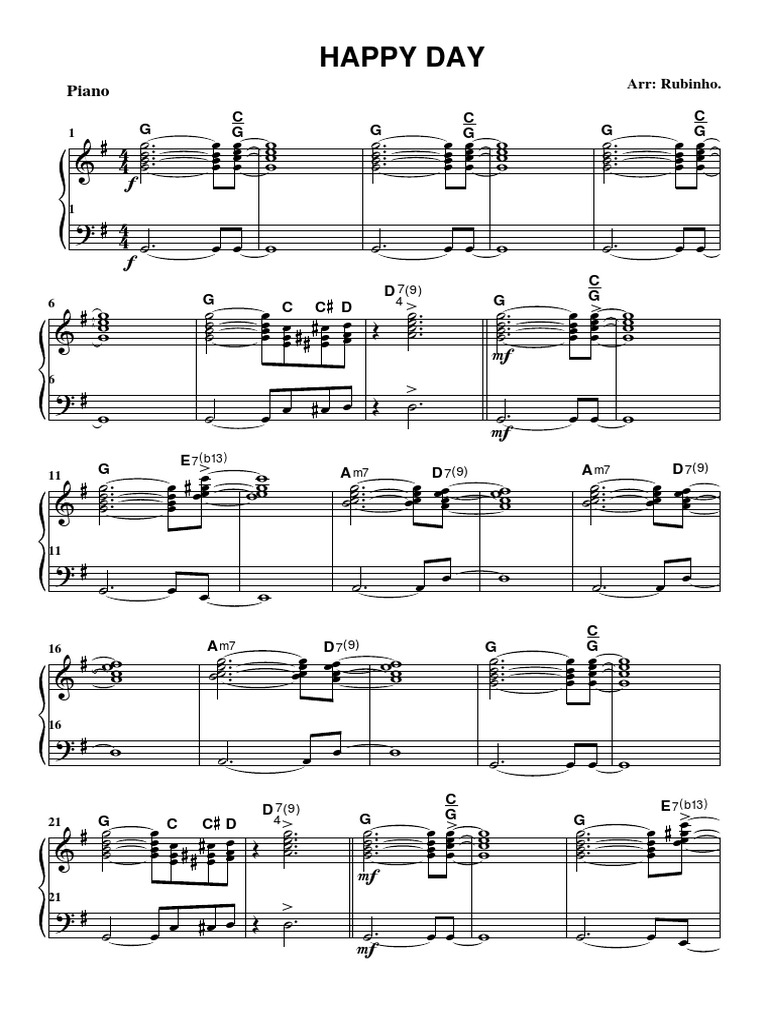 Happy Day Piano Pdf
