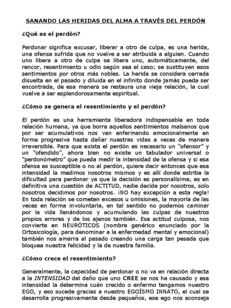 Sanando Las Heridas Del Alma A Través Del Perdón | PDF | Perdón ...