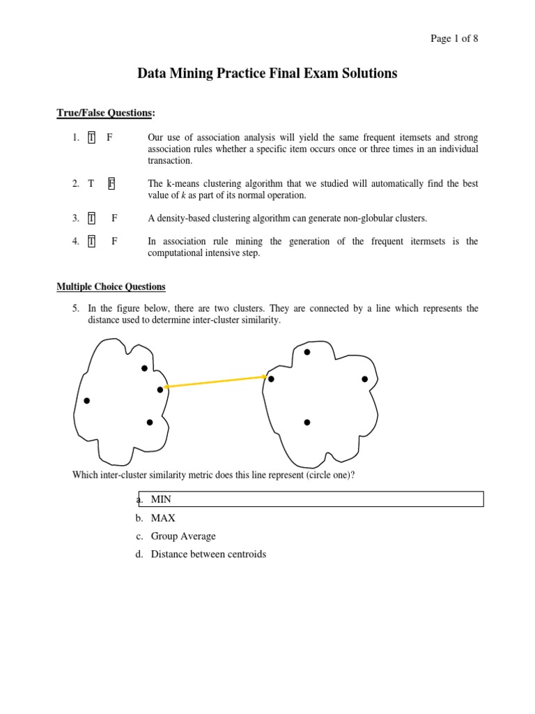 Data Mining f20 Practice Final Solutions | PDF | Cluster Analysis ...