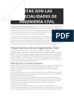 Especialidades ingeniería civil