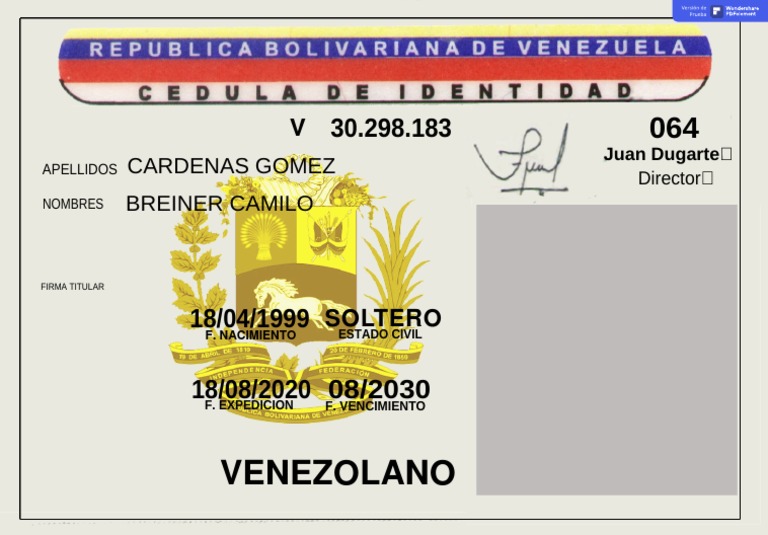 Cedula Venezolana para Editar | PDF