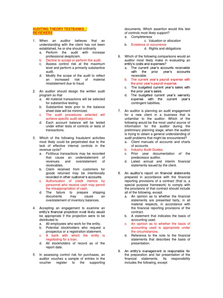 Auditing Theory | PDF | Financial Audit | Internal Control