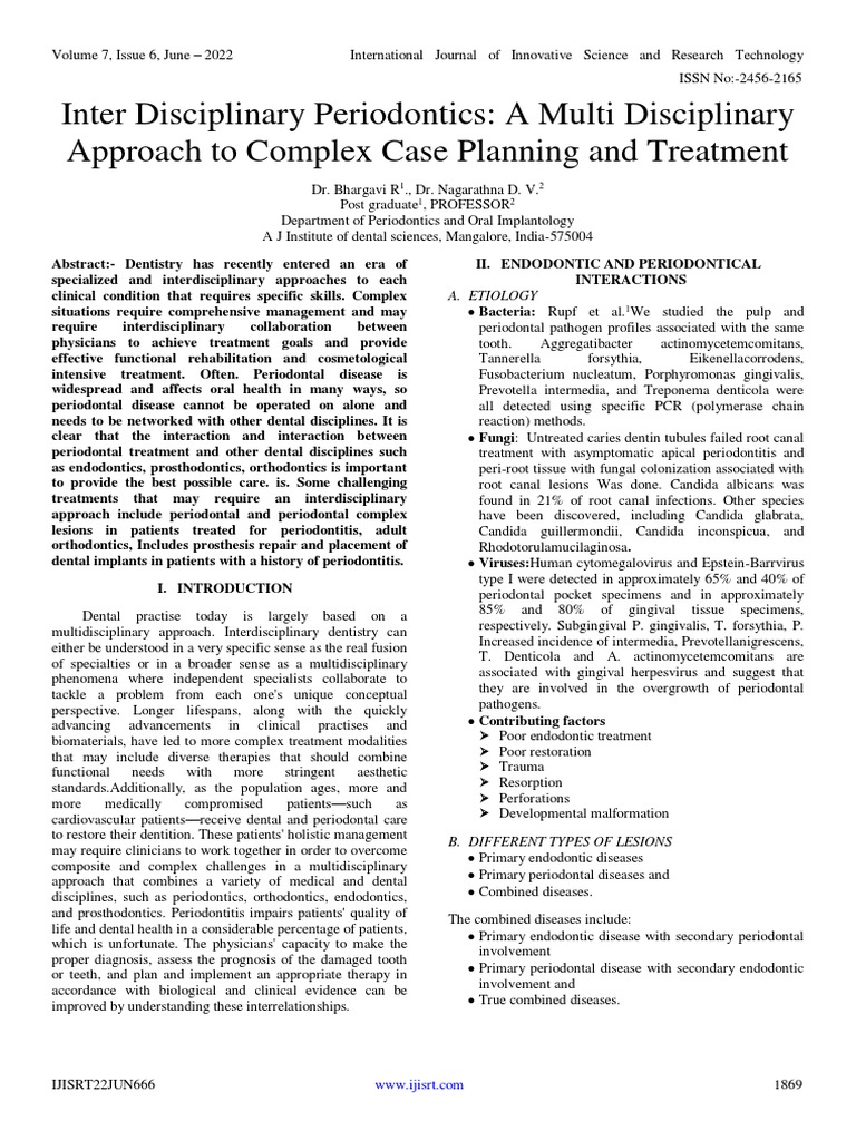 Inter Disciplinary Periodontics A Multi Disciplinary Approach To