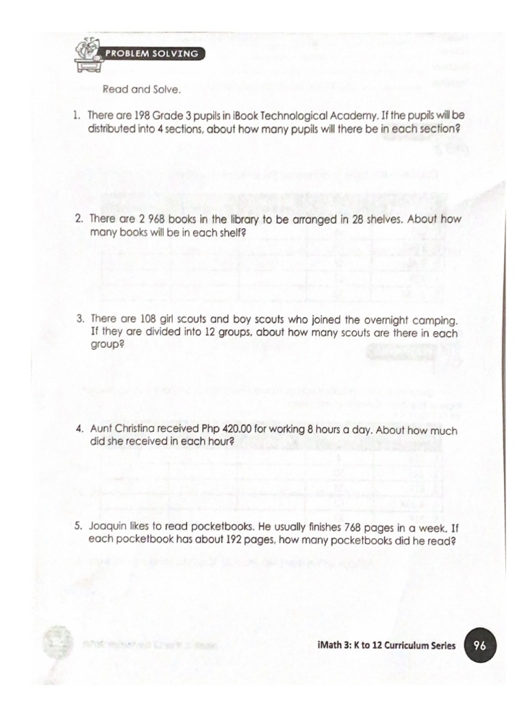 Grade 3 - Problem Solving (Division) | PDF