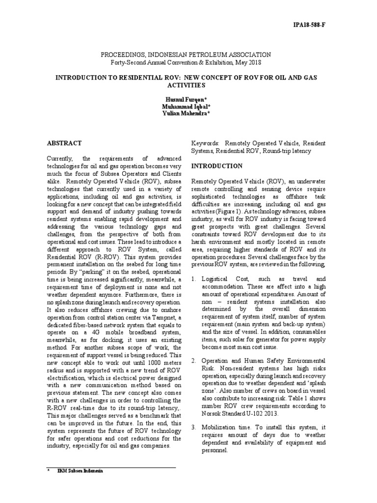 Residential ROV: Innovation in Oil & Gas | PDF | Subsea (Technology ...