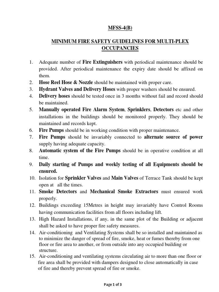 Guideline For Multiplex Buildings MFSS 4B | PDF | Fire Sprinkler System ...