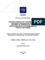 Gestión Curricular Y Desarrollo de Procesos Pedagógicos en Las Sesiones de Aprendizaje en La Institución Educativa Emblemática Pública San Ramón