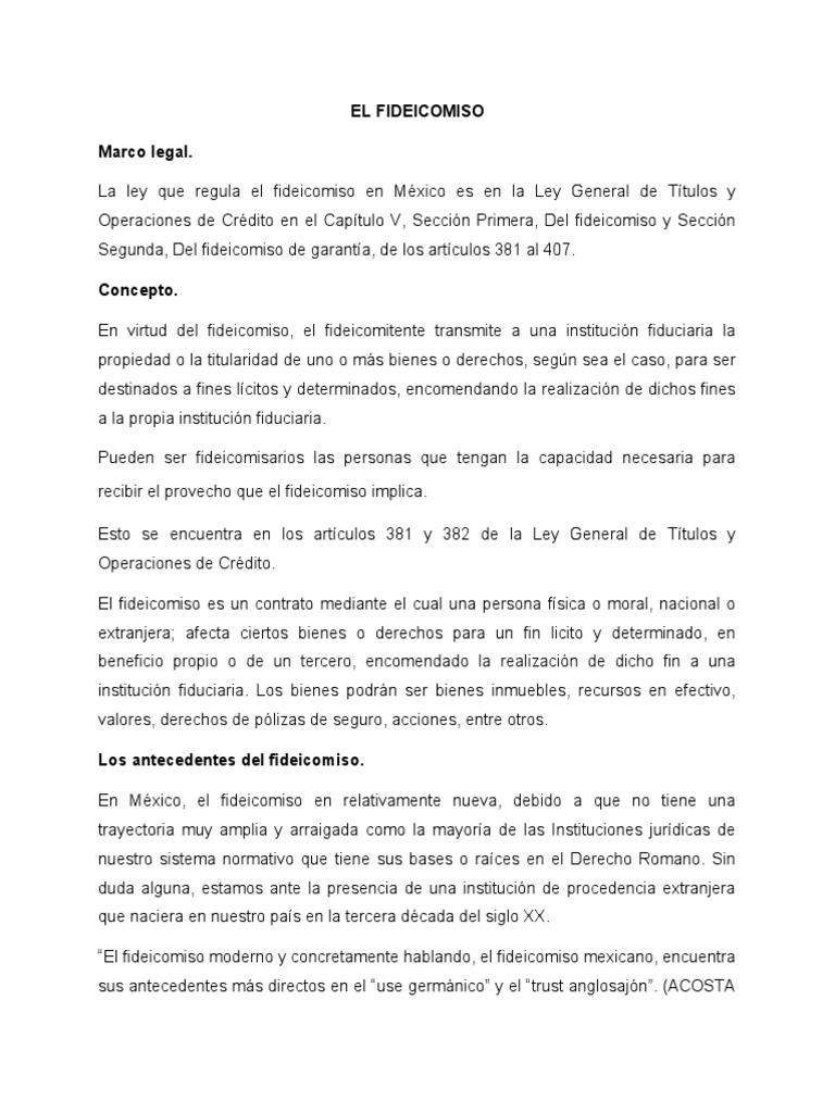Marco Legal del Fideicomiso en México | PDF | Ley de fideicomiso | Justicia