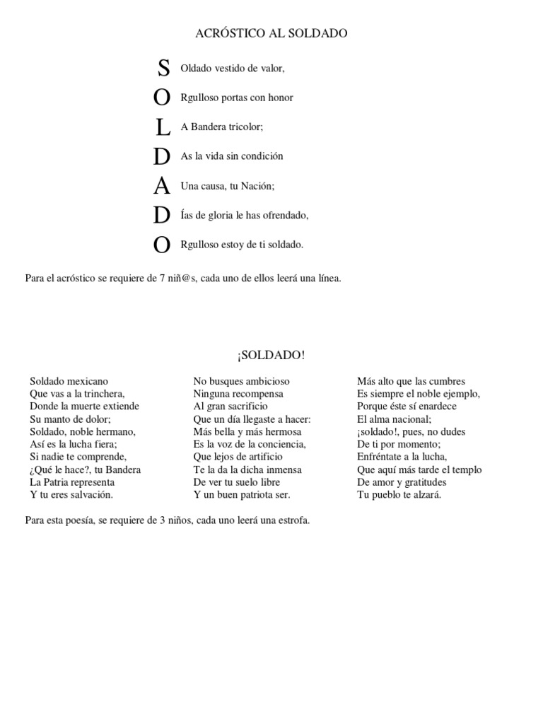 Acróstico Al Soldado | PDF